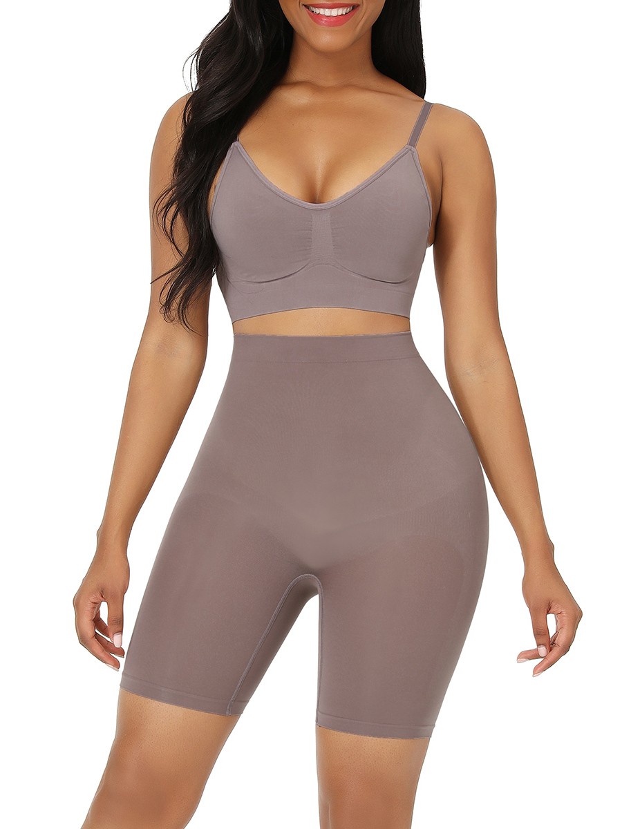 Purple Plus Size High Waist Shapewear Shorts Shaping Comfort