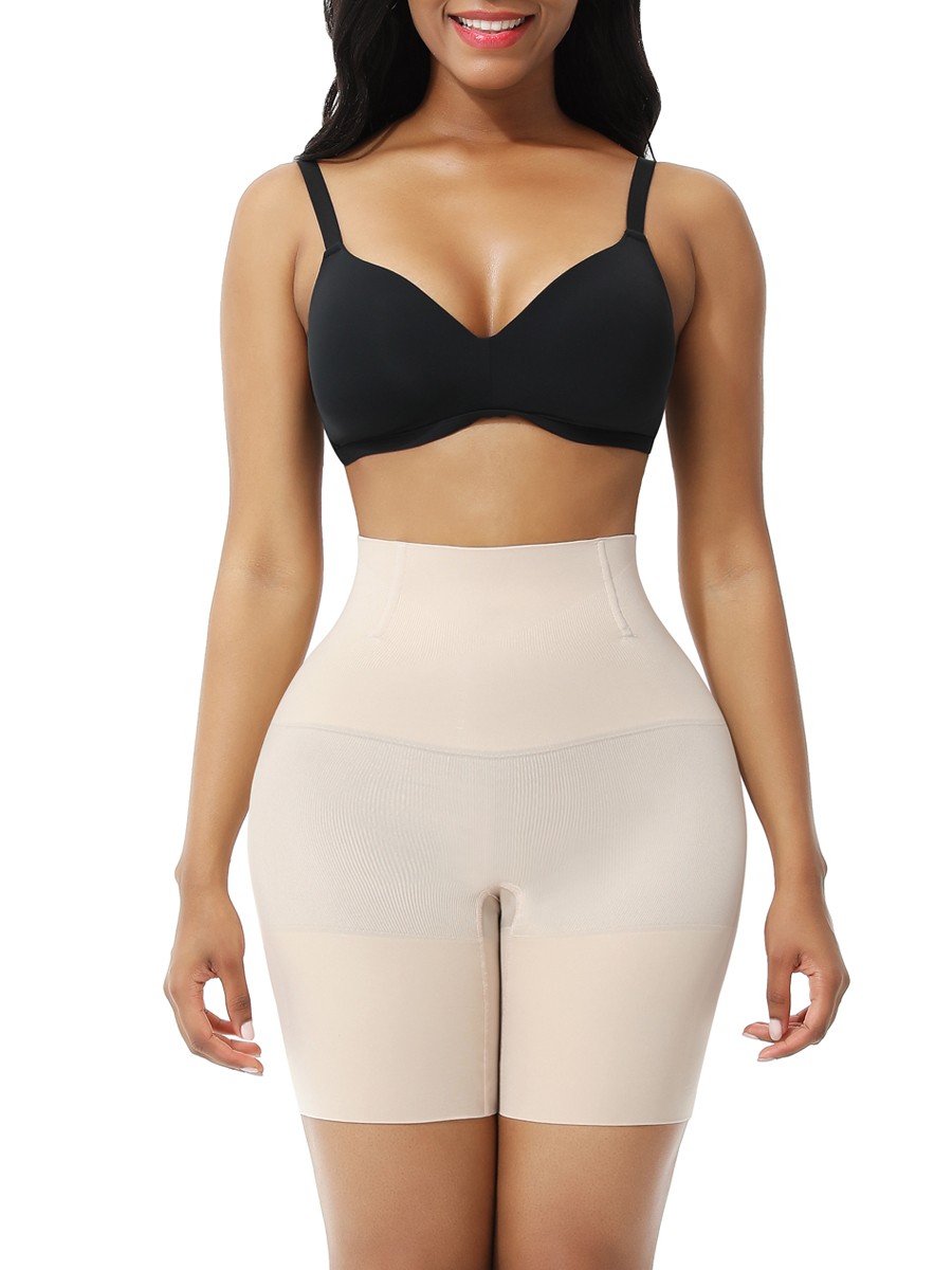 Nude Seamless Plus Size Tummy Control Shorts High-Compression