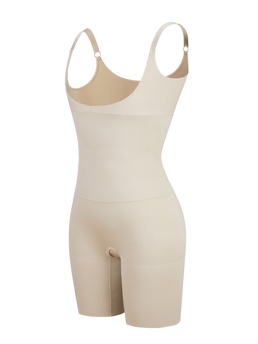 Nude Open Bust Shapewear Bodysuit Plus Size Abdominal Slimmer
