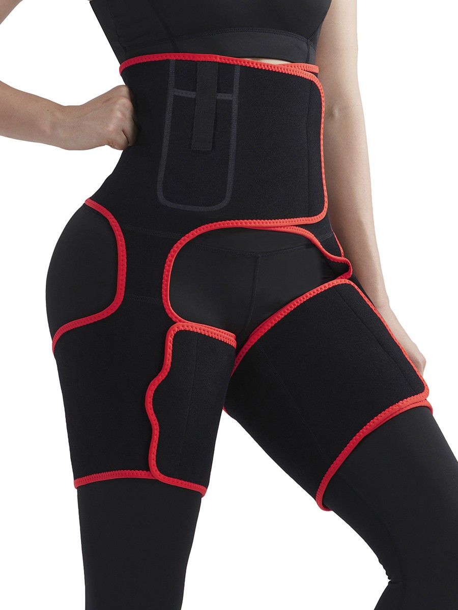Slimming Tummy Red High-Waist Thigh Trimmer With Pocket Leisure Fashion