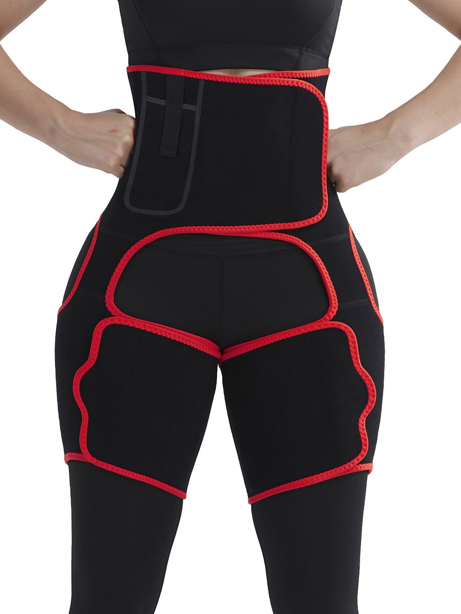 Slimming Tummy Red High-Waist Thigh Trimmer With Pocket Leisure Fashion