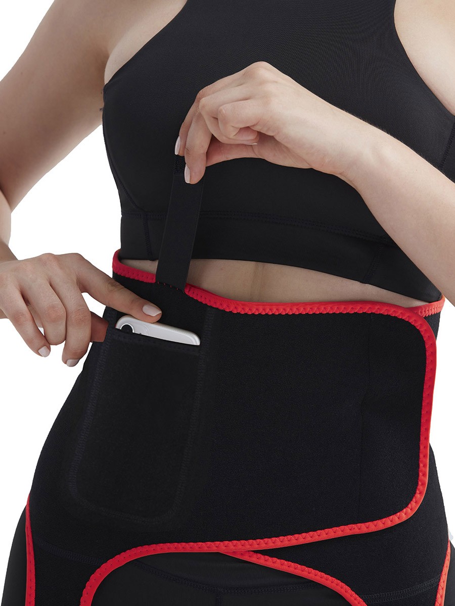 Slimming Tummy Red High-Waist Thigh Trimmer With Pocket Leisure Fashion