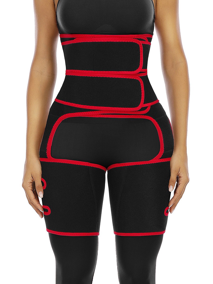 Curve-Creating Red 2-In-1 Double Strap Waist And Thigh Trainers