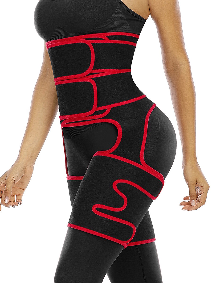 Curve-Creating Red 2-In-1 Double Strap Waist And Thigh Trainers