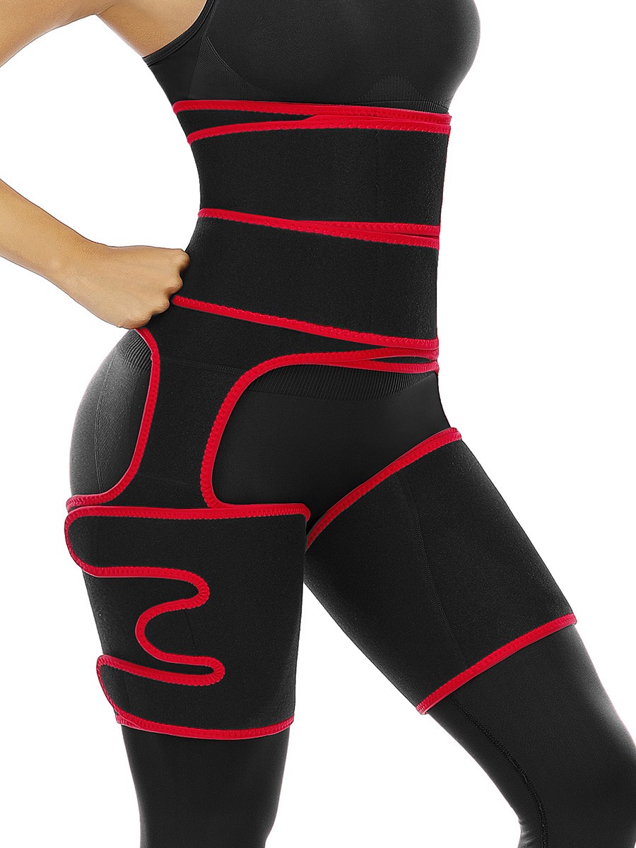 Curve-Creating Red 2-In-1 Double Strap Waist And Thigh Trainers