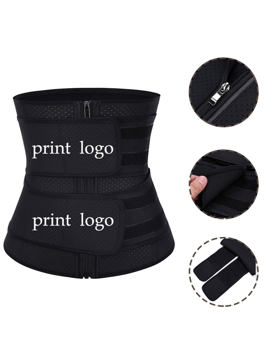 Best Selling 7 Steel Boned 2 Belts Black Waist Cincher Large Size Latex