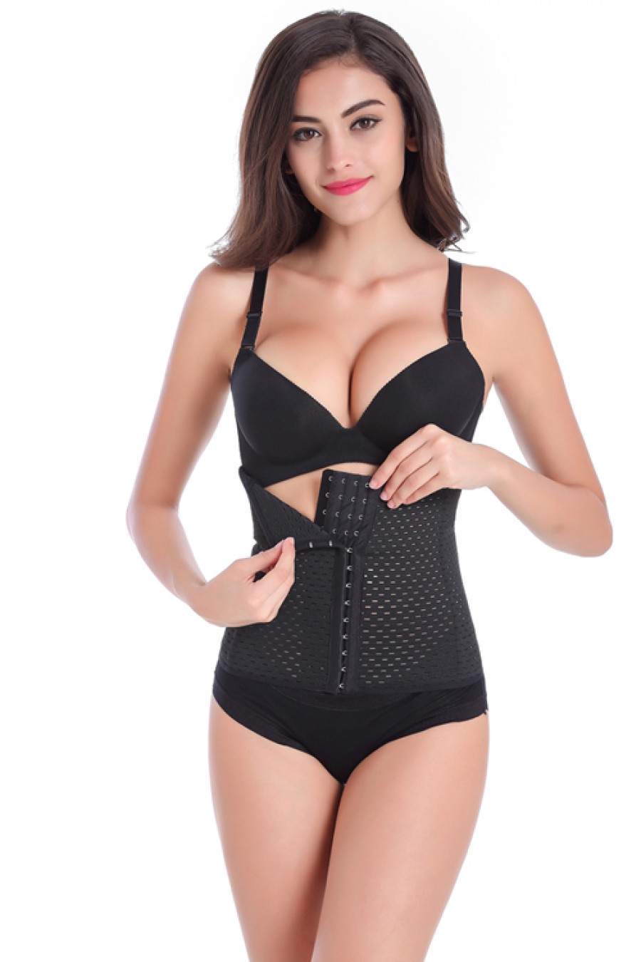 Comfortable Black 4 Plastic Bones Eyelet Big Size Waist Cincher