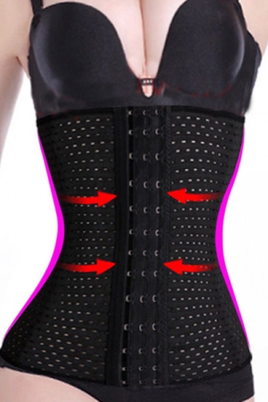 Comfortable Black 4 Plastic Bones Eyelet Big Size Waist Cincher