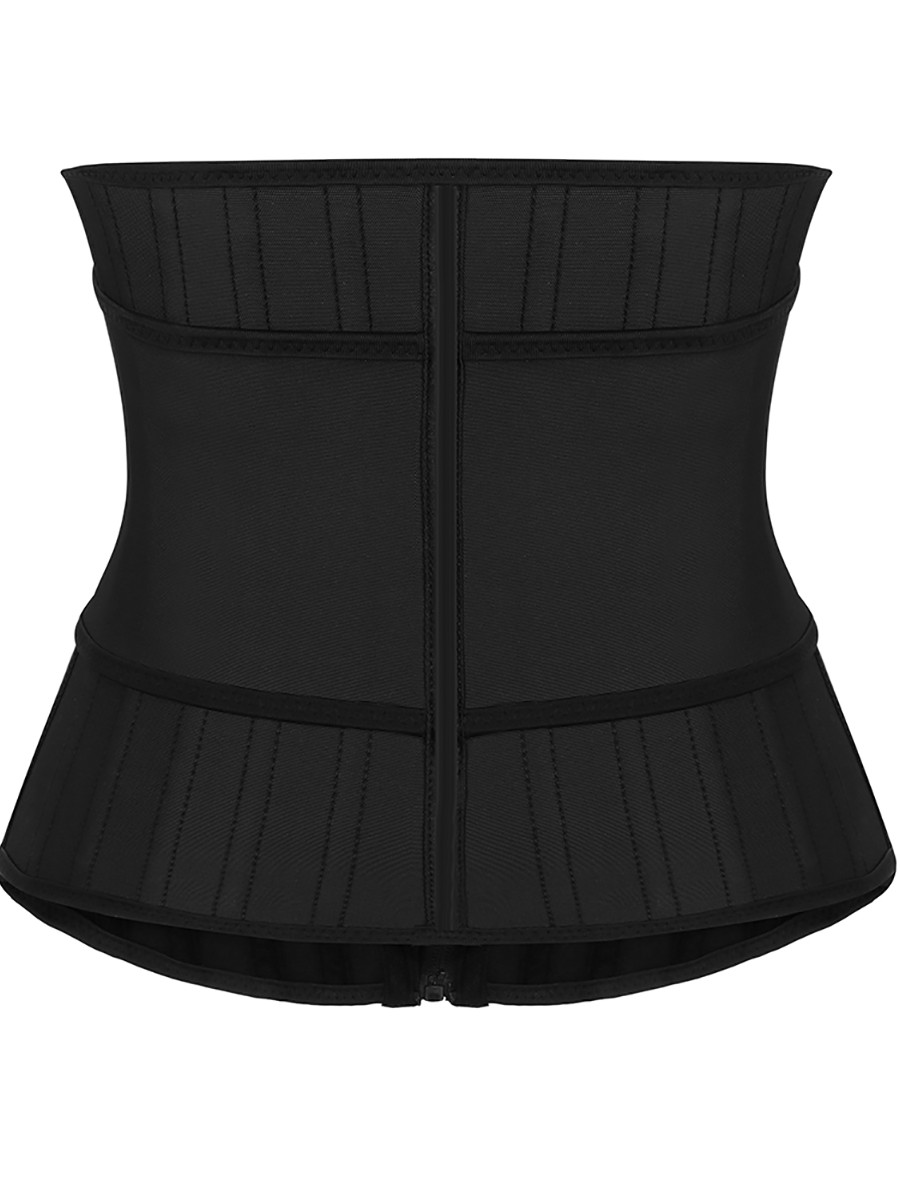 Black 25 Boned Latex Waist Trainer Zip Single Belt Figure Shaping