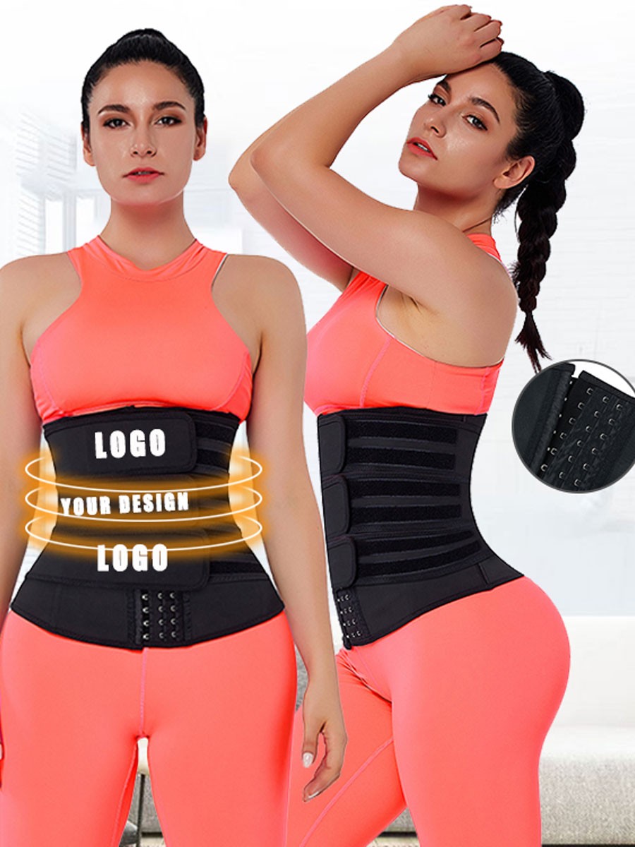 High Compression Black Hooks Latex Three-Belt Waist Trainer