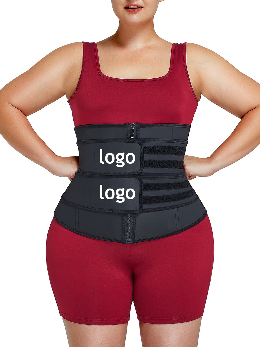Black 7 Steel Bones Waist Trainer Double Belts Abdominal Slimmer