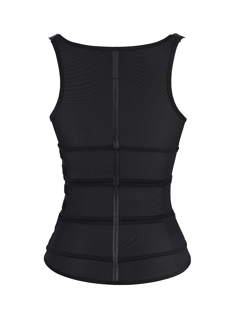 Latex Vest Shaper Black Adjustable Strap Zipper Slimming Belly