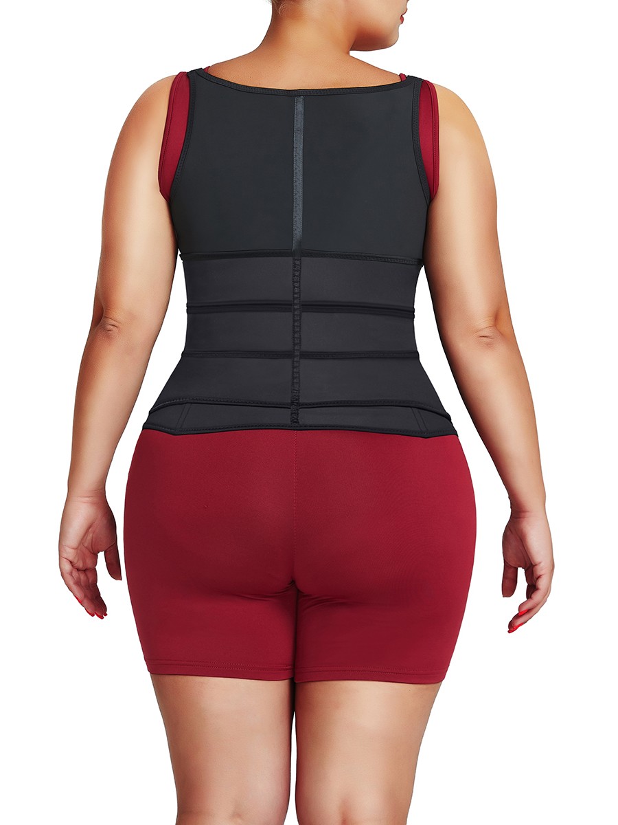 Latex Vest Shaper Black Adjustable Strap Zipper Slimming Belly