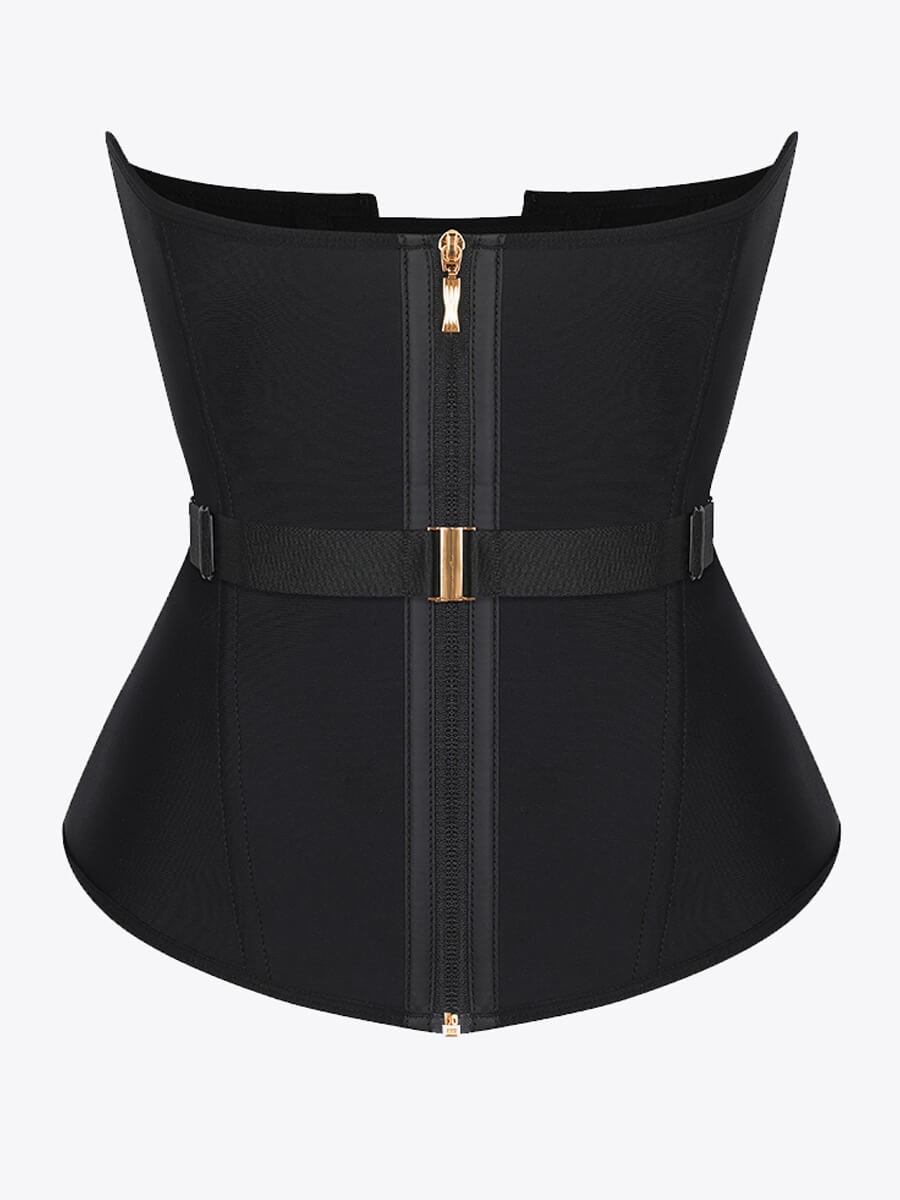 10 Steel Bones Latex Waist Trainer with Fan Lacing and Front Buckle Adjustment