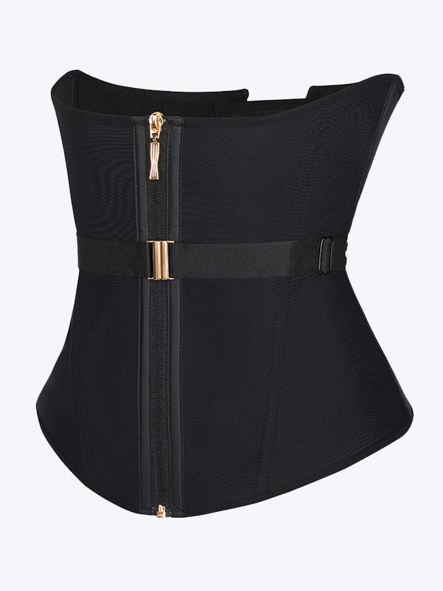 10 Steel Bones Latex Waist Trainer with Fan Lacing and Front Buckle Adjustment