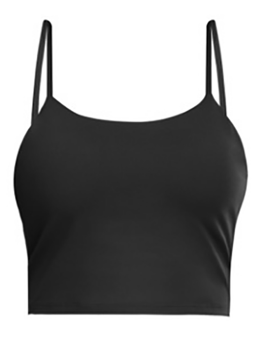 Black Padded Sports Bras Longline Workout Tank Top