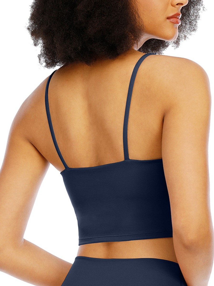 Deep Blue Longline Sports Bra Wirefree Padded For Training