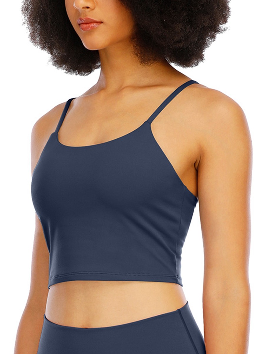 Deep Blue Longline Sports Bra Wirefree Padded For Training