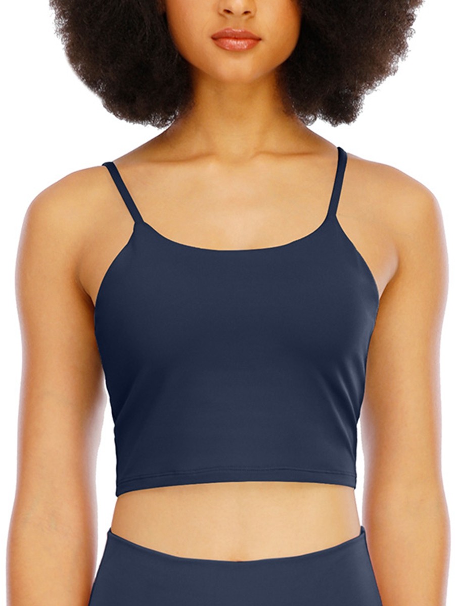 Deep Blue Longline Sports Bra Wirefree Padded For Training