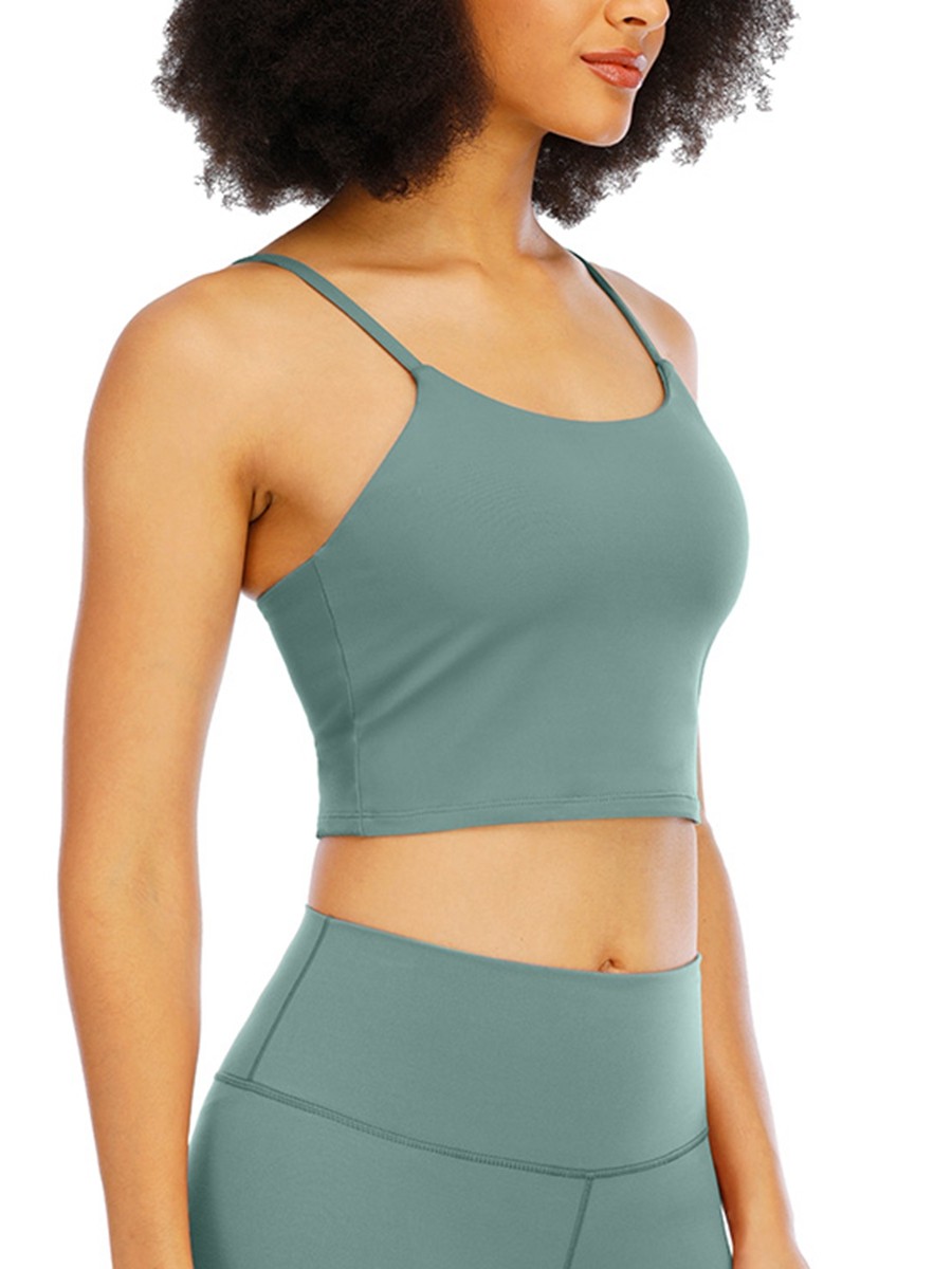 Light Green Wirefree Padded Yoga Bra For Women Runner