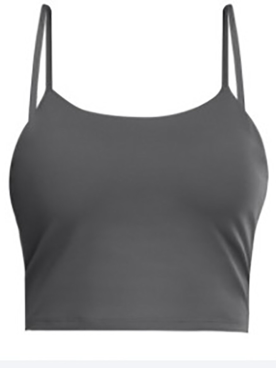 Deep Gray Backless Padded Yoga Bras Longline Tank Top For Running