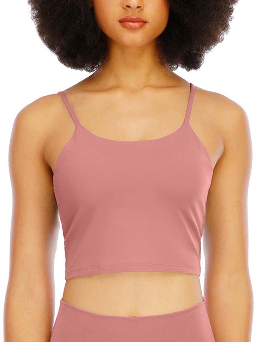 Deep Pink Medium Support Yoga Bra With Padded For Female