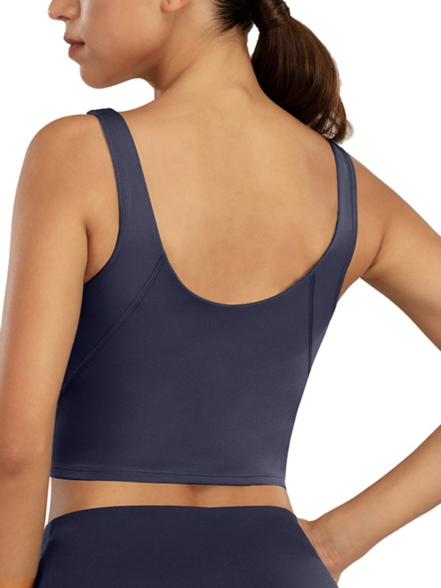 Sky Blue Running Tank Top Solid Color Strap Slimming Fit