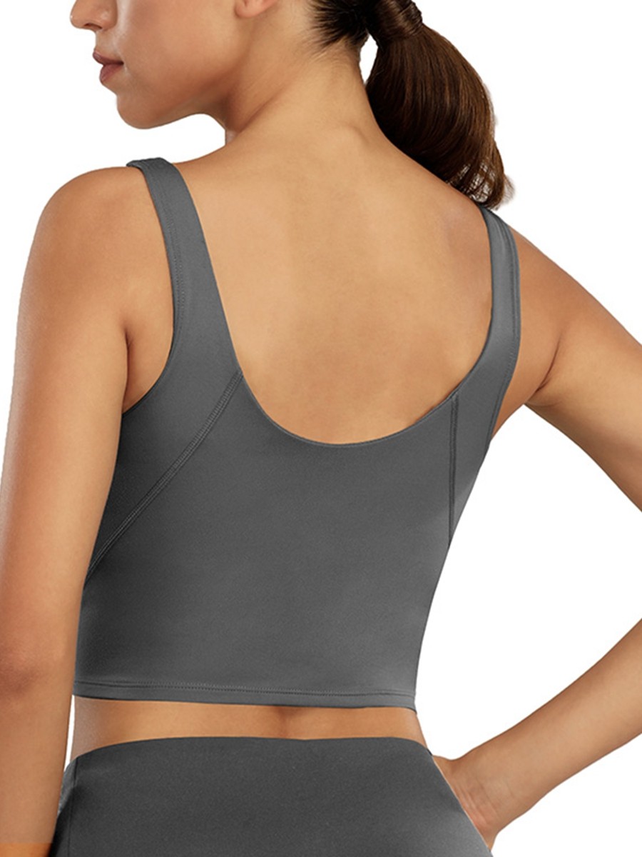 Deep Gray Yoga Tank Top Spaghetti Strap Nice Quality