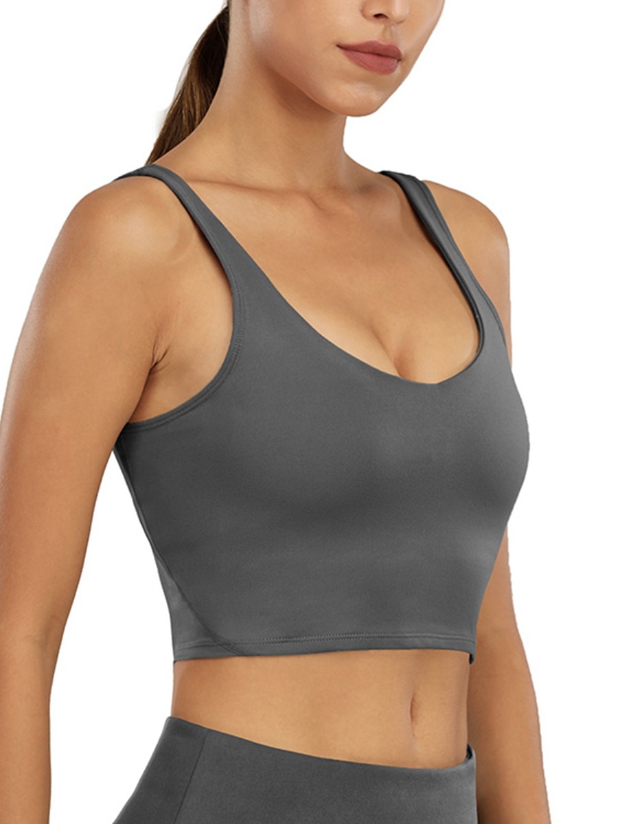 Deep Gray Yoga Tank Top Spaghetti Strap Nice Quality