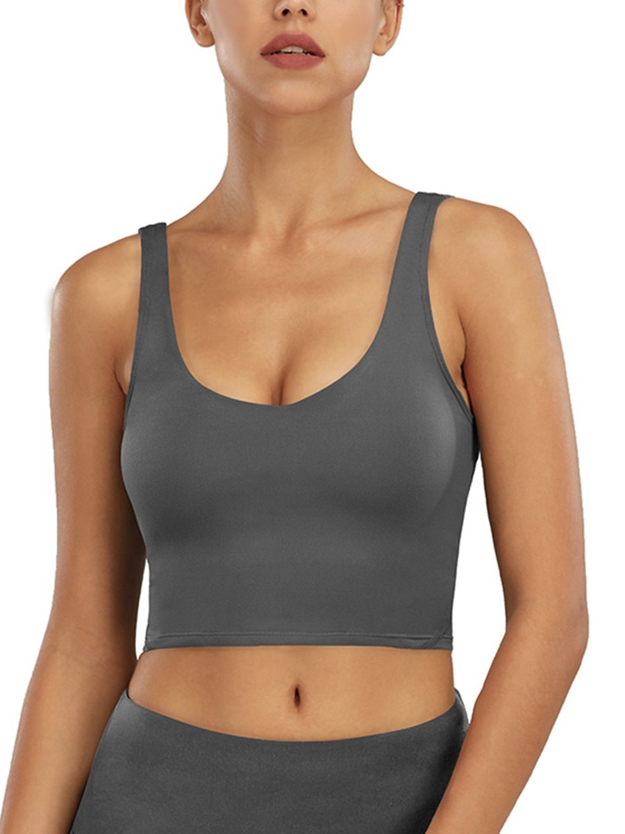 Deep Gray Yoga Tank Top Spaghetti Strap Nice Quality