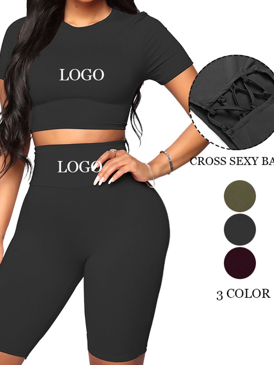 Black Solid Color Sweat Suit High Rise Running Clothes