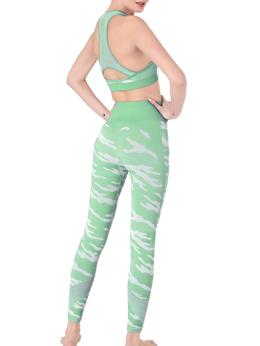 Fantasy Light Green Sweat Suit Removable Cups Wide Waistband Sports