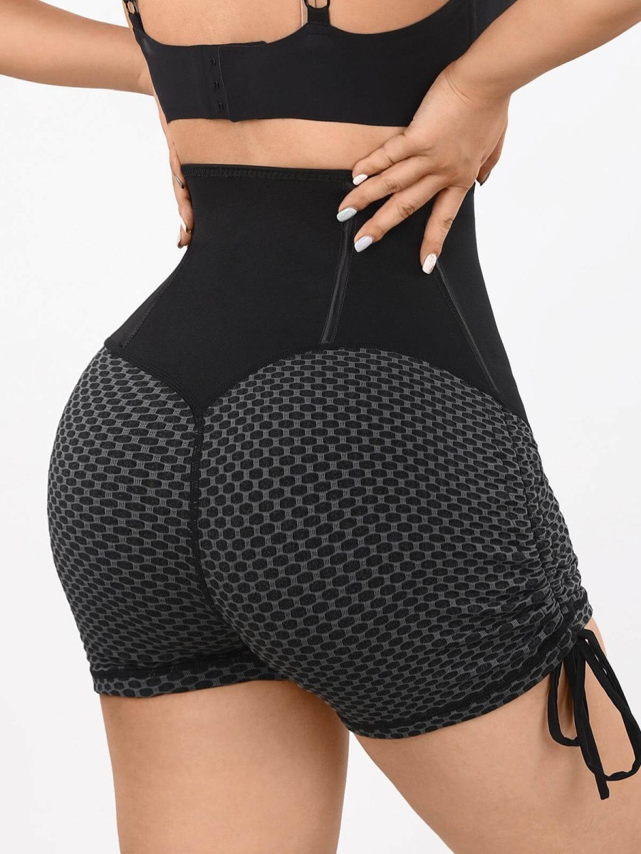2 In 1 High Waist Neoprene Waist Trainer Belt Scrunch Butt Lifter Yoga Shorts