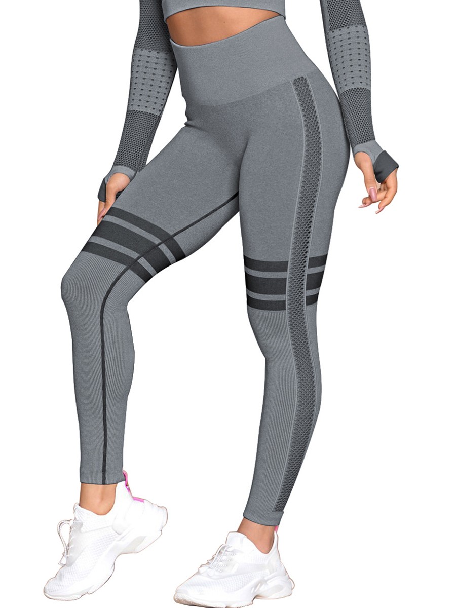 Smoothing Black Mesh Patchwork High Rise Yoga Leggings Elastic