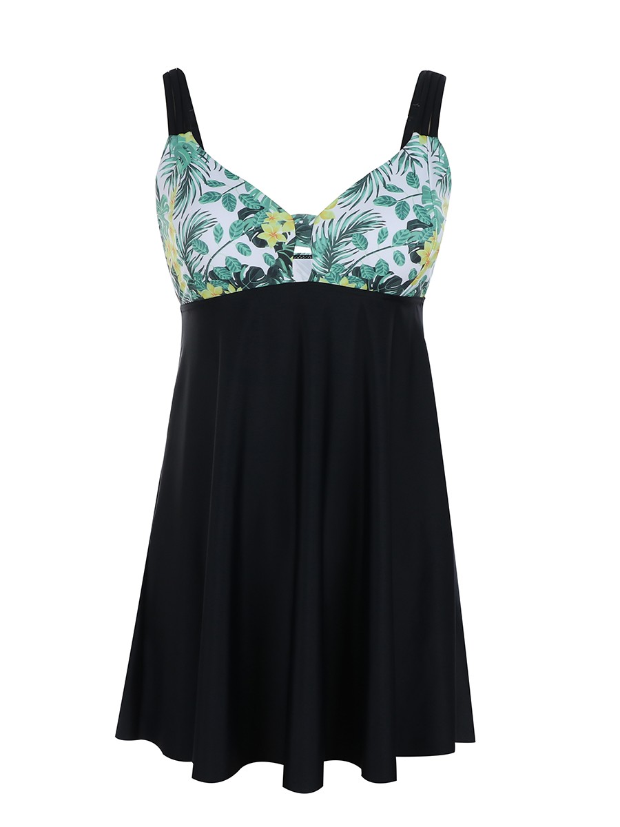 Airy Leaf Pattern Beach Dress With Bottoms Latest Fashion