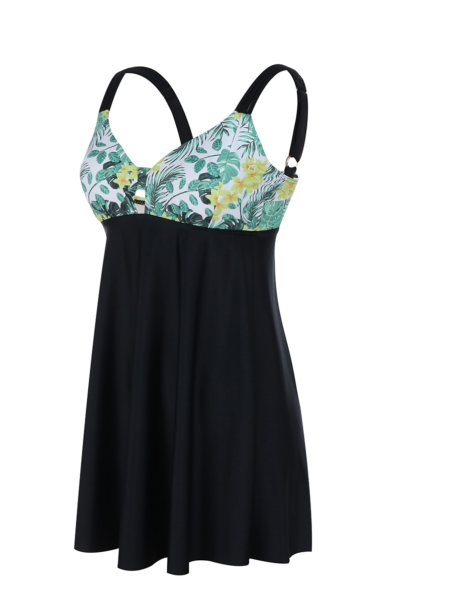 Airy Leaf Pattern Beach Dress With Bottoms Latest Fashion