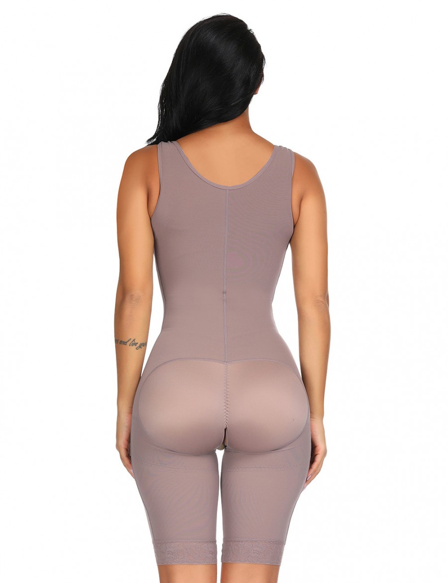Brown Queen Size Full Body Shaper With Open Crotch Hourglass Figure