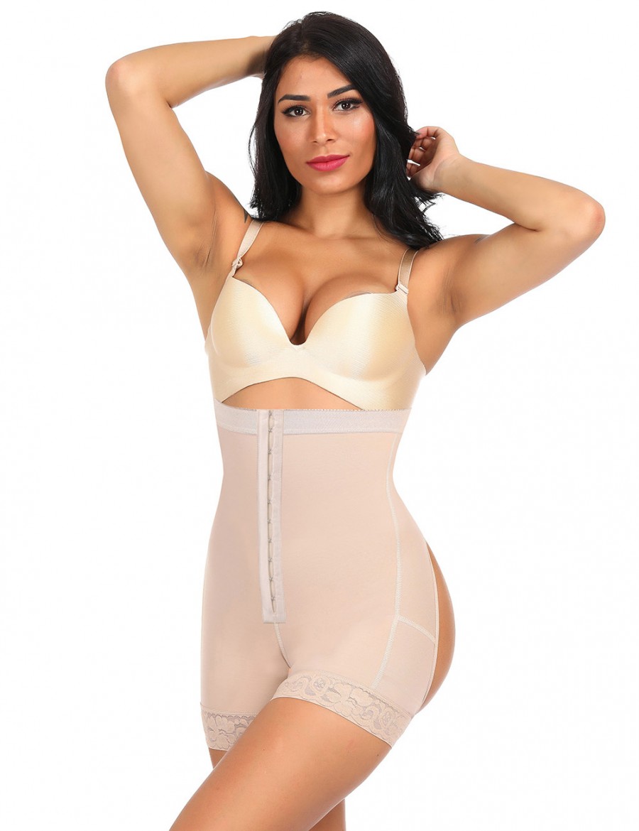 Control Midsection Nude Strengthen 3 Layers Buttless Plus Size Body Shaper Fat Burner