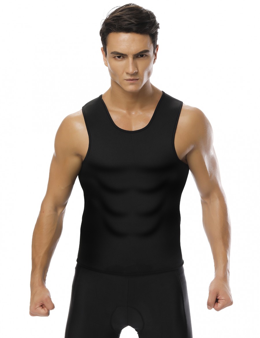 Mens Neoprene Spotlight Black Large Size Vest Shapewear