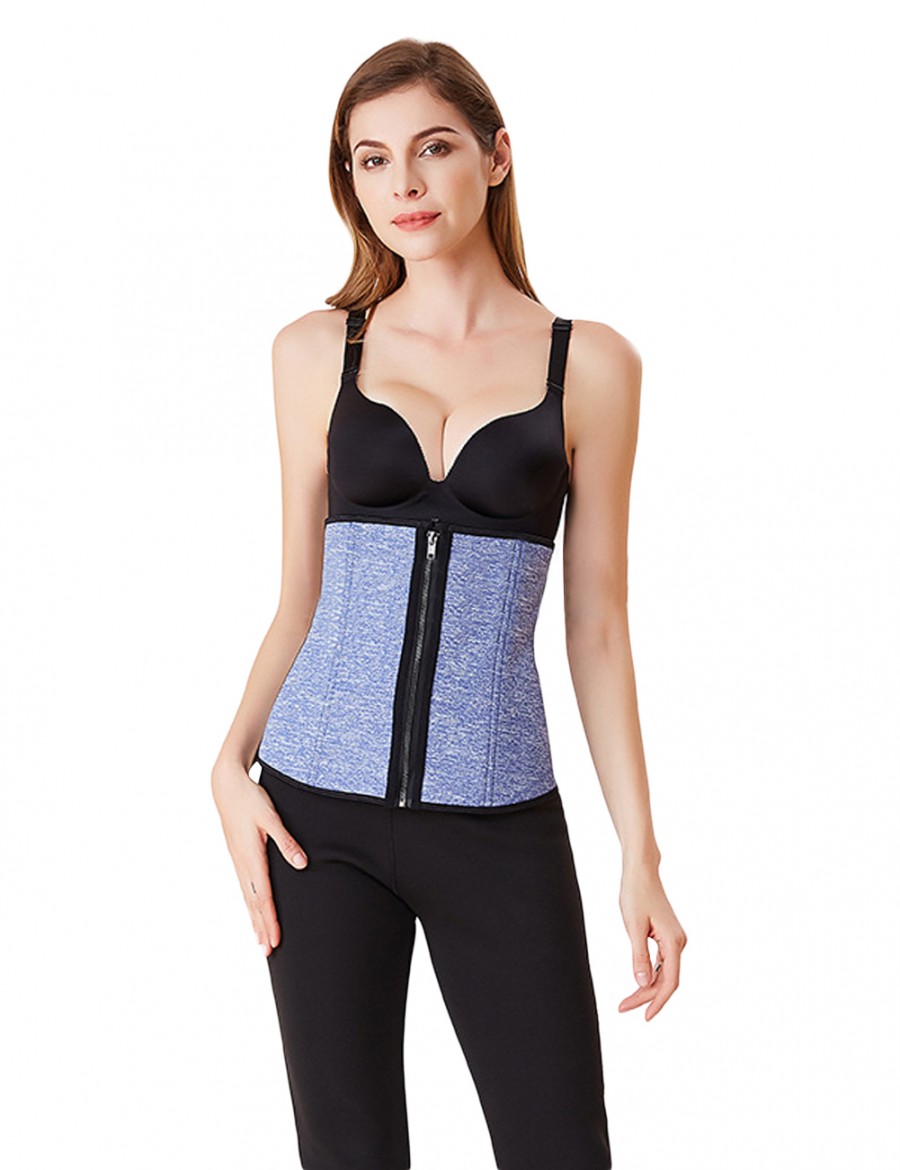 Tummy Control Light Blue Double Closure Big Neoprene Waist Cincher Fitness