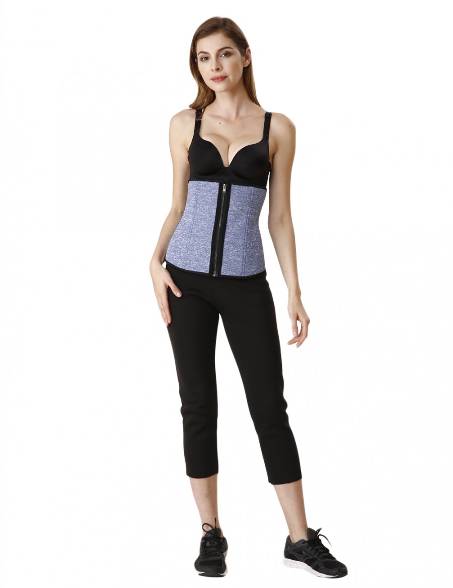 Tummy Control Light Blue Double Closure Big Neoprene Waist Cincher Fitness