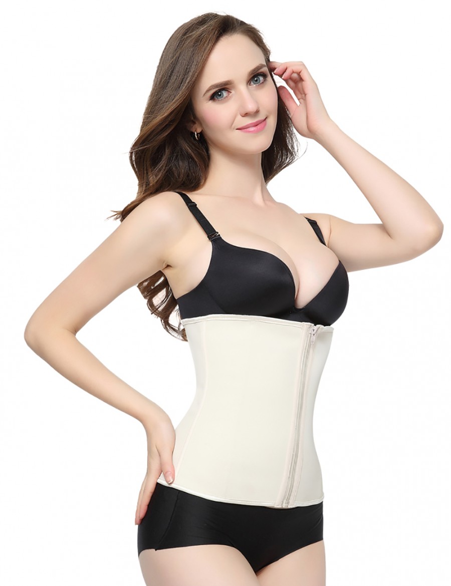Natural Zipper Hooks Latex Waist Cincher Steel Boned Undergarment