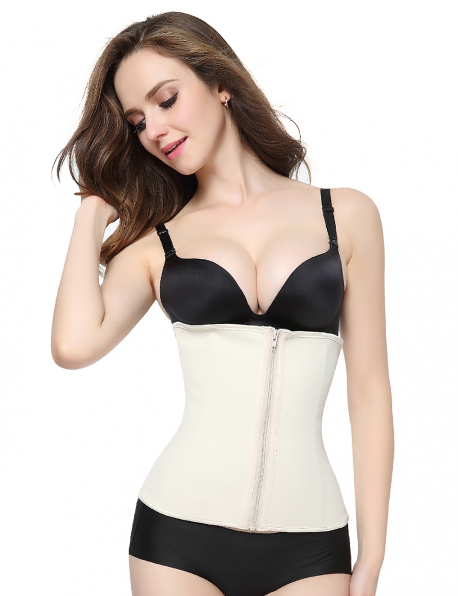 Natural Zipper Hooks Latex Waist Cincher Steel Boned Undergarment