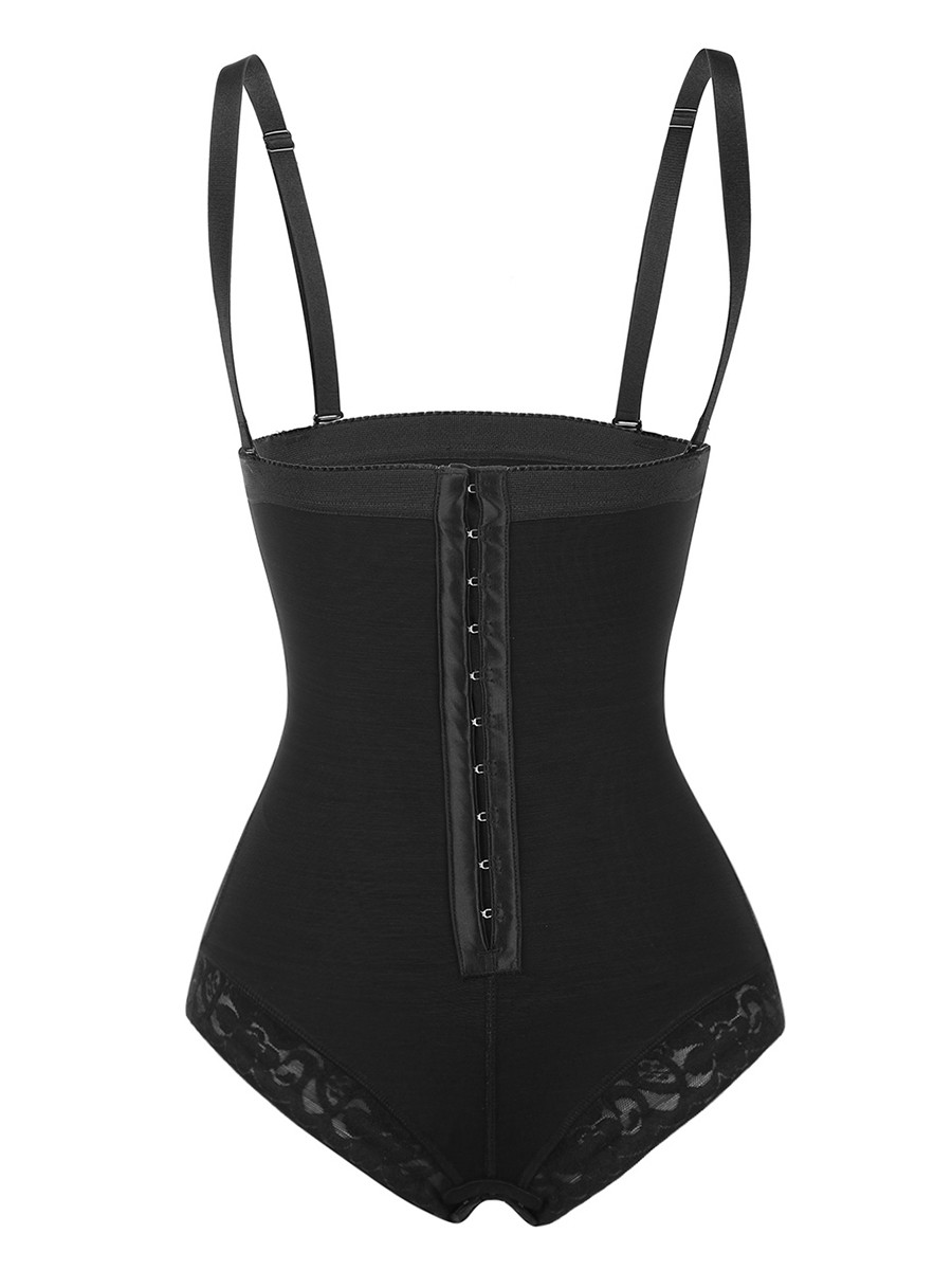 Body-Hugging Black High Waist Hook Front Plus Size Bodysuit Shape Medium Control