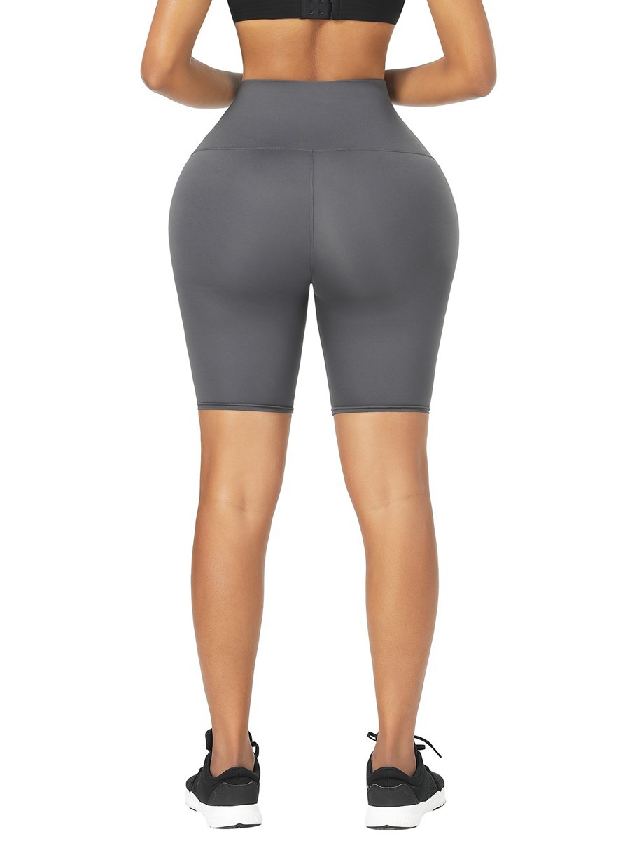 Gray 2-In-1 Tummy Control Waist Trainer Shorts Mid-Thigh Custom Logo