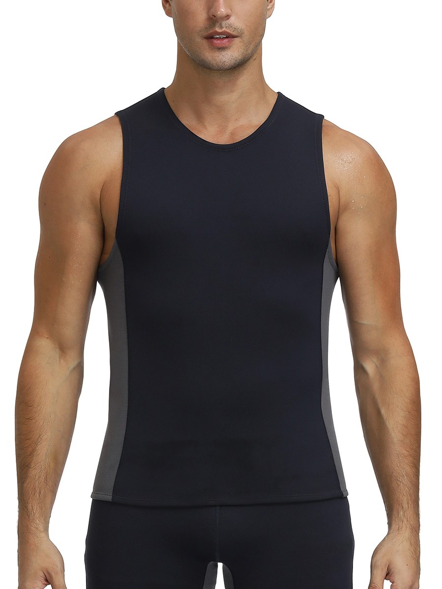 Undetectable Black Neoprene Vest Shaper Large Size Round Neck Abdominal Control