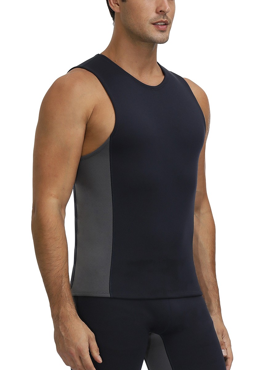 Undetectable Black Neoprene Vest Shaper Large Size Round Neck Abdominal Control