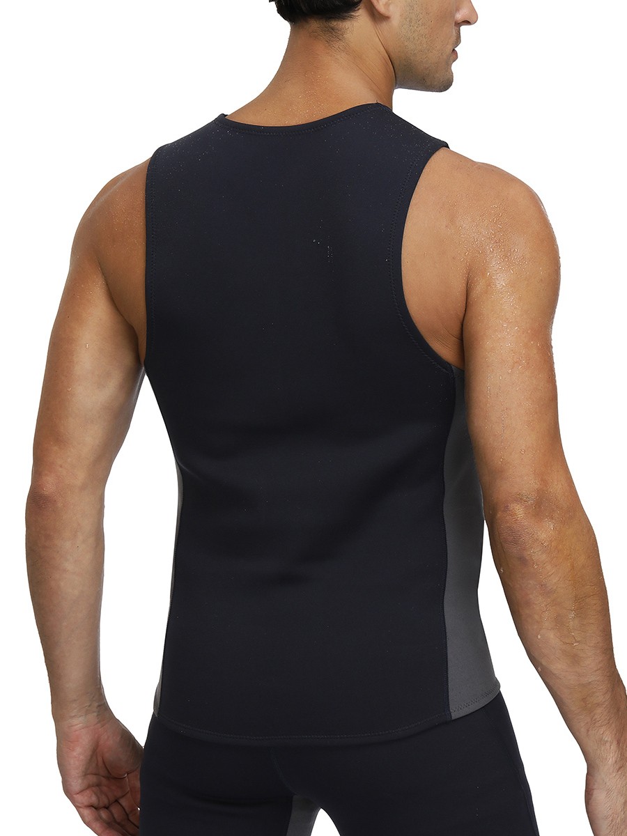 Undetectable Black Neoprene Vest Shaper Large Size Round Neck Abdominal Control