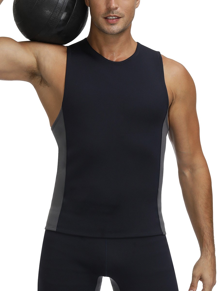 Undetectable Black Neoprene Vest Shaper Large Size Round Neck Abdominal Control