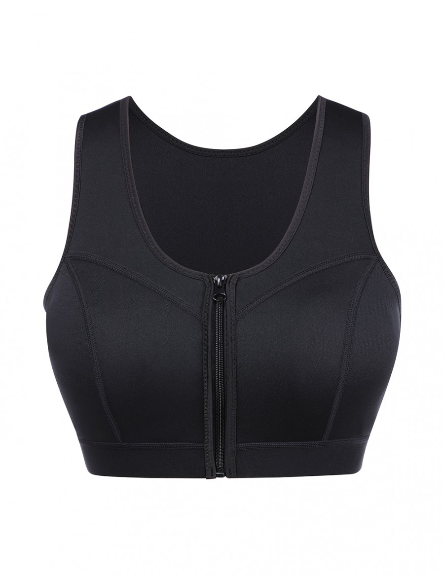 Black Wide Straps Wireless Neoprene Sport Bra Intant Shaping